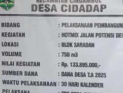 Kades Cidadap Cingambul Diduga DiTuding Selewengkan Sebagian Anggaran Proyek Hotmik Dana Desa Tahap 1 Tahun 2025