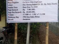 Pemerintah Desa Sukra Wetan Laksanakan Pembangunan Jalan Lingkungan Gunakan Dana Desa Tahap 1