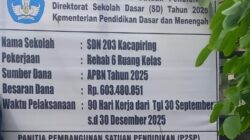 Program Revitalisasi SD dari Direktorat Sekolah Dasar 2025: Rehab 6 Kelas di SDN 203 Kacapiring Berjalan Lancar