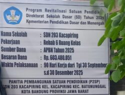 Program Revitalisasi SD dari Direktorat Sekolah Dasar 2025: Rehab 6 Kelas di SDN 203 Kacapiring Berjalan Lancar