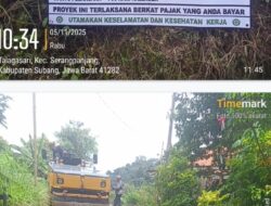 Proyek Peningkatan Jalan Poros Desa Talagasari Kecamatan Serangpanjang Kabupaten Subang Disambut Baik Oleh Warga.