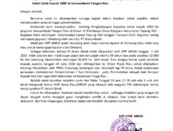 DPP HTNI MKGR Surati Presiden: Laporkan Dugaan Penghadangan Program Cetak Sawah 1000 Ha di Kampar Oleh PT Arara Abadi